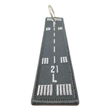 Luso Aviation Runway 21L-3R, Embroidered Key Chain - Perfect Gift for Pilots!