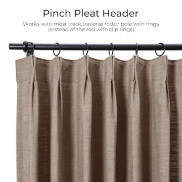 TWOPAGES 26 W x 84 L inch Pinch Pleat Unlined Darkening Drape Faux Linen Curtain Drapery Panel for Living Room Bedroom Meetingroom Club Theater Patio Door (1 Panel),Rust Brown