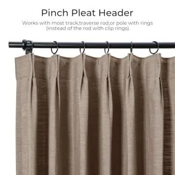 TWOPAGES 26 W x 84 L inch Pinch Pleat Unlined Darkening Drape Faux Linen Curtain Drapery Panel for Living Room Bedroom Meetingroom Club Theater Patio Door (1 Panel),Rust Brown