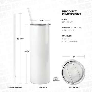 Hogg Sublimation Tumblers 20 oz - Premium Bulk Set