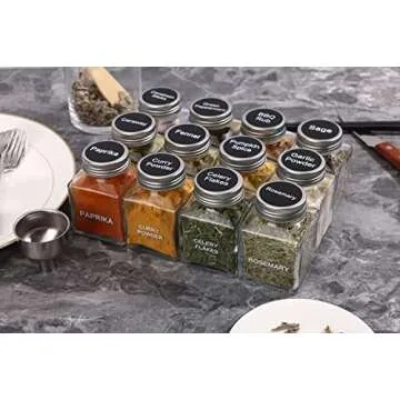 MIUKAA 29-Pack Unique Spice Jars with Labels for Kitchen