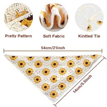 Yanmucy 2 PCS Crochet Hair Bandanas for Women Boho Floral Head Scarf Crocheted Triangle Head Scarf V...