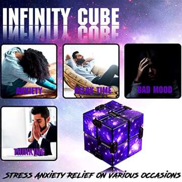 Infinity Cubes Fidget Toys, Galaxy Fidget Cubes Stress and Anxiety Relief Toys, Toy Relaxing Hand-Held for Adults for ADD/ADHD/OCD (Starry Sky)