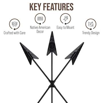 CraftyCrocodile Iron Arrow Hanging Wall Art Decor - Rustic Metal Design for Any Room