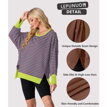 Lepunuo Women's Oversized Sweatshirt Crew Neck Long Sleeve Casual Pullover Top Fall 2024 Teen Girl P...