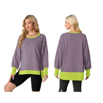 Lepunuo Women's Oversized Sweatshirt Crew Neck Long Sleeve Casual Pullover Top Fall 2024 Teen Girl Preppy Sweatshirts