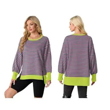 Lepunuo Women's Oversized Sweatshirt Crew Neck Long Sleeve Casual Pullover Top Fall 2024 Teen Girl Preppy Sweatshirts