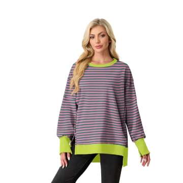 Lepunuo Women's Oversized Sweatshirt Crew Neck Long Sleeve Casual Pullover Top Fall 2024 Teen Girl Preppy Sweatshirts
