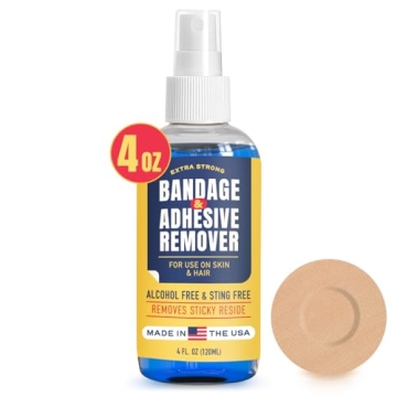 Sting-Free Adhesive Remover - 4 oz Gentle & Pain-Free Bandage, Strong Adhesive Remover - Ideal for S...
