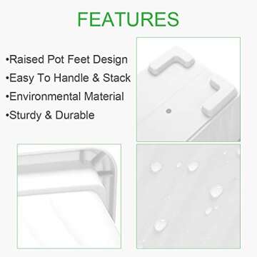 GROWNEER 3 Packs 17 Inches White Flower Window Box Plastic Vegetable Planters Long Pots with 15 Pcs Plant Labels for Outdoor Indoor Windowsill Patio Garden Home Decor Porch