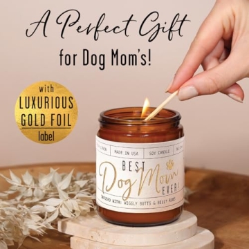 Dog Mom Gifts for Women, Dog Lovers Gifts for Women - 'Best Dog Mom Ever' Soy Candle, w/Vanilla, Coc...