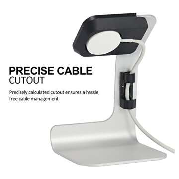 Tranesca Watch Charger Stand Holder Dock Compatible with Apple Watch Series Ultra2/Ultra/10/9/8/7/6/5/4/3/2/1/SE (49mm/46mm/45mm/44mm/42mm/41mm/40mm/38mm) - Silver Grey