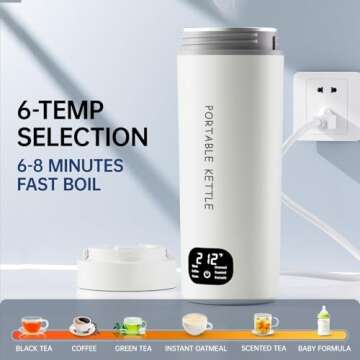 HOWDIANQY Dual Voltage Portable Electric Kettle with LCD Display and Temperature Control