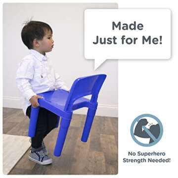 Humble Crew Kids Activity Table and 2 Chairs Set, White/Blue/Red - 2-in-1 Toddler Play Table Building Blocks Compatible - Premium Children’s Table and Chair Set for Arts, Crafts, Reading and More