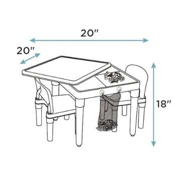 Humble Crew Kids Activity Table and 2 Chairs Set, White/Blue/Red - 2-in-1 Toddler Play Table Building Blocks Compatible - Premium Children’s Table and Chair Set for Arts, Crafts, Reading and More