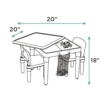 Humble Crew Kids Activity Table and 2 Chairs Set, White/Blue/Red - 2-in-1 Toddler Play Table Building Blocks Compatible - Premium Children’s Table and Chair Set for Arts, Crafts, Reading and More