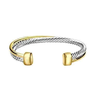Elegant UNY Jewel Twisted Cable Wire Cuff Bracelet for Women