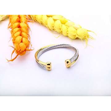 UNY JEWEL Single Line Cross Over Twisted Cable Wire Cuff Bangles Bracelet Designer Inspired For Women Fashion Jewelry (Single Line)