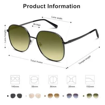 SOJOS Trendy Oversized Sunglasses for Women Men UV400 Protection Hexagon Shades with Spring Hinges SJ1210, Dark Gunmetal/Green