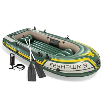 Intex Seahawk 3 Inflatable Boat: Durable, Spacious 3-Person Adventure Set with Oars and Pump