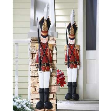 KNLSTORE Set of 2 Christmas Holiday Metal Toy Soldiers Nutcracker Outdoor Mounted Wall Hanging Decor...