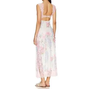 HOXIJIA Women's Floral Maxi Dress - Elegant Spaghetti Strap Summer Dress