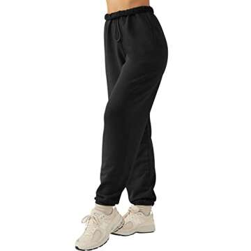 LASLULU Womens Baggy Sweatpants Fleece Lined Cinch Bottom Joggers Pants Winter Warm Workout Running ...