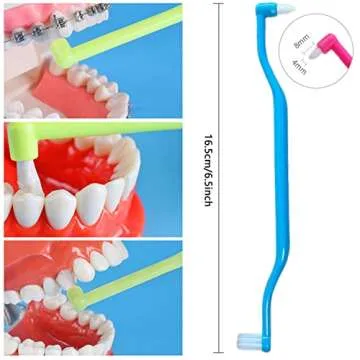 Ceonam 6 Pieces 2-in-1 Toothbrush with Interdental and Wisdom Teeth Brush Heads for Comprehensive Or...
