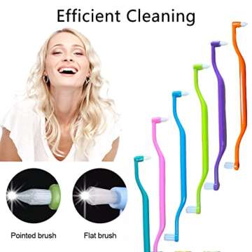 Ceonam 6 Pieces 2-in-1 Toothbrush with Interdental and Wisdom Teeth Brush Heads for Comprehensive Oral Care, Soft Single Interdental Brushes Between Teeth Wisdom Toothbrush for Braces