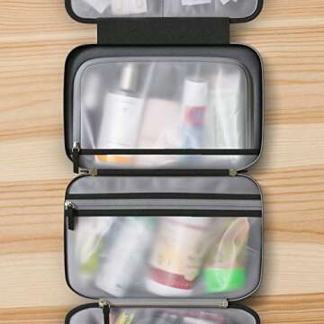 JAGURDS Hanging Toiletry Bag - Toiletries Travel Bag with Hook, Hanging Make Up Organizer Travel Cosmetic Bag - Travel Bathroom Bag