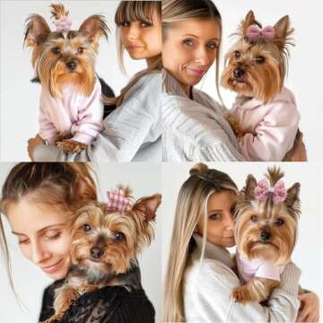 20pc Pink Dog Hair Bows with Rubber Bands, Bowknot Top Knot Grooming Flower Ball Bows Hair Accessories for Pet Puppies Yorkie Teddy Pink Small Dog Hair Accessories (Pink)