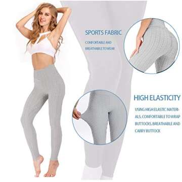 AIMILIA Butt Lifting Anti Cellulite Leggings for Women High Waisted Yoga Pants Workout Tummy Control Sport Tights Gray
