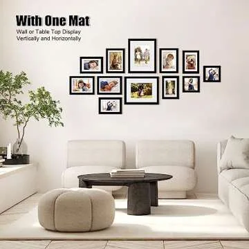 Egofine 12 Pack Black Gallery Wall Frame Set Solid Wood Picture Frame Collage Wall Art Decor for Home Decoration,Hanging or Tabletop Display,Include Multi-Size Two8x10, Four5x7,Four4x6,Two4x4