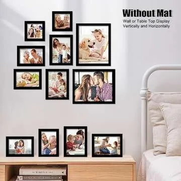 Egofine 12 Pack Black Gallery Wall Frame Set Solid Wood Picture Frame Collage Wall Art Decor for Home Decoration,Hanging or Tabletop Display,Include Multi-Size Two8x10, Four5x7,Four4x6,Two4x4