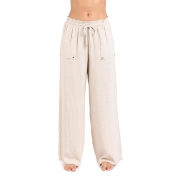 La Blanca Women's Palazzo Pant Swimsuit Cover Up, Taupe//Delphine Coast, Small