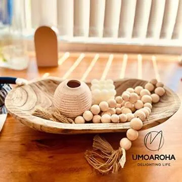 UMOAROHA Wooden Dough Bowl, 17"x7.5" Hand carved, centerpiece bowl, wooden bowls for decor, farmhouse bowl, dough bowls for decor, long wooden bowl, dough bowls large wooden, bread bowl, fruit bowl