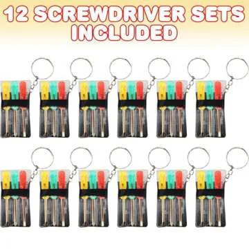 ArtCreativity Mini Screwdriver Set with Keychain (12 Pack) - Useful Adult Party Favors, Each Set Includes 3 Screw Drivers in a Handy Portable Pouch - Pocket Screwdriver & Mini Toolkit Keychain