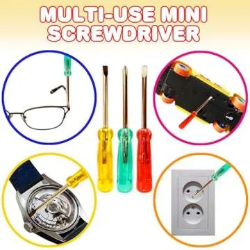 ArtCreativity Mini Screwdriver Set with Keychain (12 Pack) - Useful Adult Party Favors, Each Set Includes 3 Screw Drivers in a Handy Portable Pouch - Pocket Screwdriver & Mini Toolkit Keychain