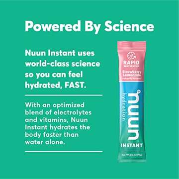 Nuun Instant Electrolyte Powder Packets for Rapid Hydration, Strawberry Lemonade, 5 Essential Electrolytes for Hydration, Easy Open Drink Mix with Magnesium, Vegan, Non-GMO, (16 Servings)