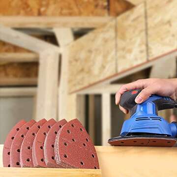 60PCS Sanding Sheets, Hook and Loop Mouse Sander Pads Sander Paper for Multi-Sanders,10Pcs Each Asso...