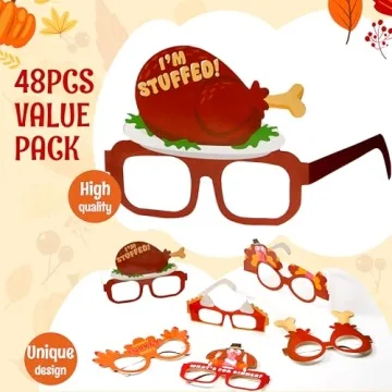JOYIN 24 Pcs Thanksgiving Turkey Eyeglasses for Fun Celebrations