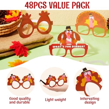 JOYIN 24 Pcs Thanksgiving Turkey Eyeglasses for Fun Celebrations