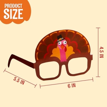 JOYIN 24 Pcs Thanksgiving Turkey Eyeglasses for Fun Celebrations