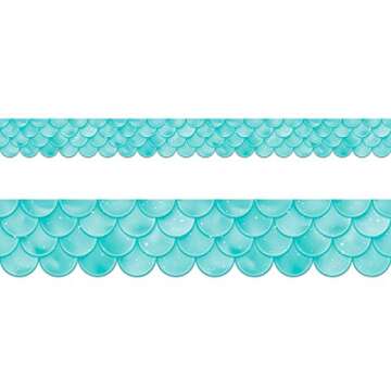 Ombre Turquoise Scallops Bulletin Board Borders for Classroom Trim Back to School Decoration 36 Feet