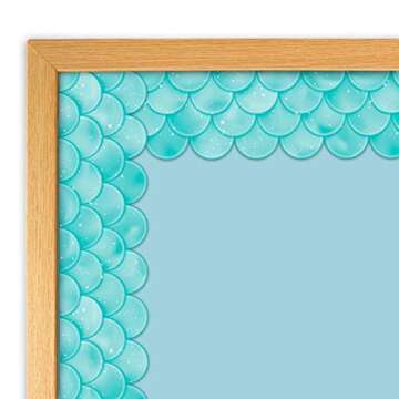 Ombre Turquoise Scallops Bulletin Board Borders for Classroom Trim Back to School Decoration 36 Feet