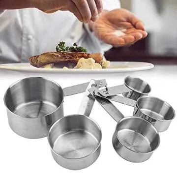 Stainless Steel Measuring Cups Set of 5 - Stackable Measuring Cup Set for Dry Foods or Liquids - Metal Measuring Cups for Cooking and Baking