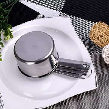 Stainless Steel Measuring Cups Set of 5 - Stackable Measuring Cup Set for Dry Foods or Liquids - Metal Measuring Cups for Cooking and Baking