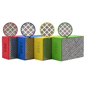 EGOFIX 4pcs Diamond Hand Polishing Pads for Ceramic Tile Glass Grinding,Sanding Blocks Polishing 60#,100#,200#,400#
