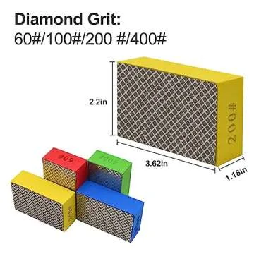EGOFIX 4pcs Diamond Hand Polishing Pads for Ceramic Tile Glass Grinding,Sanding Blocks Polishing 60#,100#,200#,400#