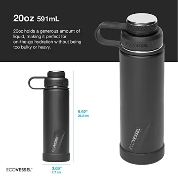 EcoVessel Insulated Water Bottle with Strainer - 20oz